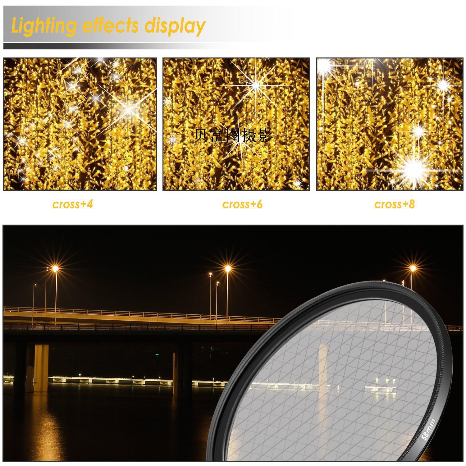Starburst gương 37 / 40,5 / 49/52/55/58/67/77 / 82mm gương dòng 4 sao 6 dòng 8 dòng SLR - Phụ kiện máy ảnh DSLR / đơn chân máy ảnh