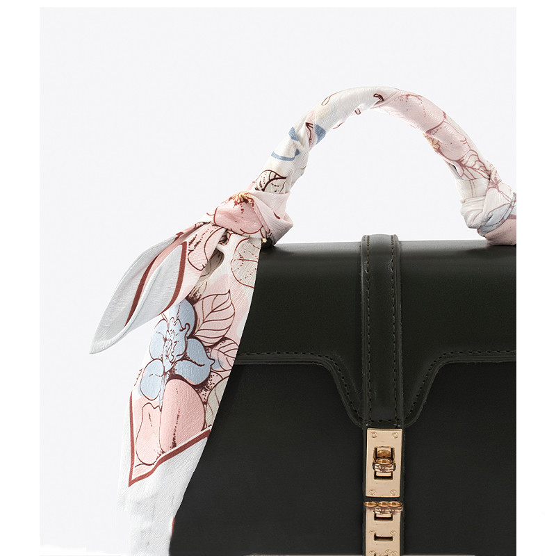Miss Kelyn (sweet powder camellia) silk scarf with high sense small long hair band tied bag ribbon belt scarf