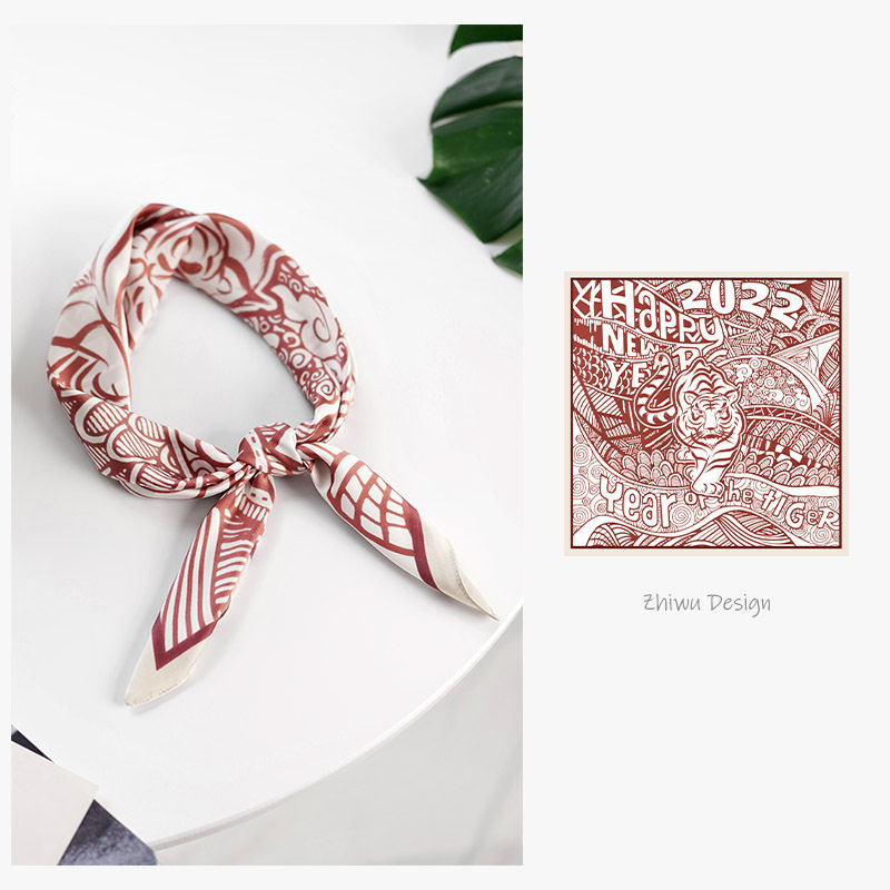 Miss Kelyn (Limited Year of the Tiger) silk scarf high-quality small long hair band tied bag ribbon belt scarf