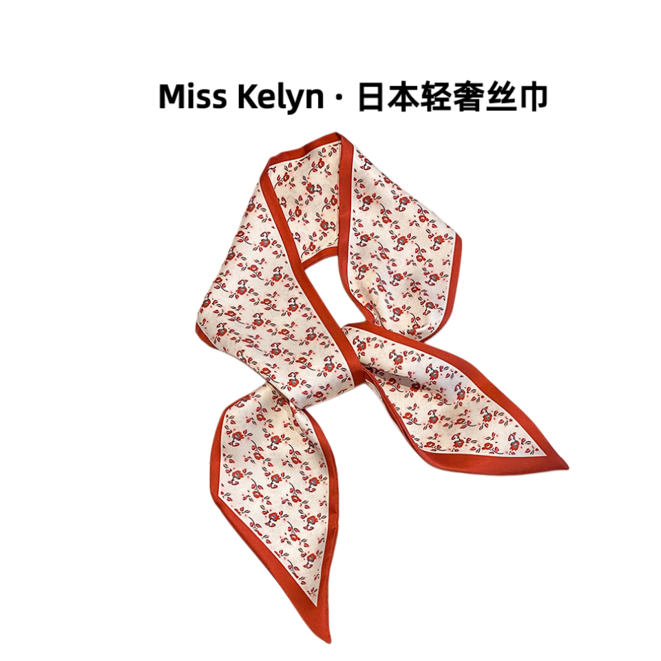 ミス・ケリン エレガントコレクション シルクスカーフ、高級ロングストリップヘッドバンド/バッグタイ/ウエストバンドスカーフ