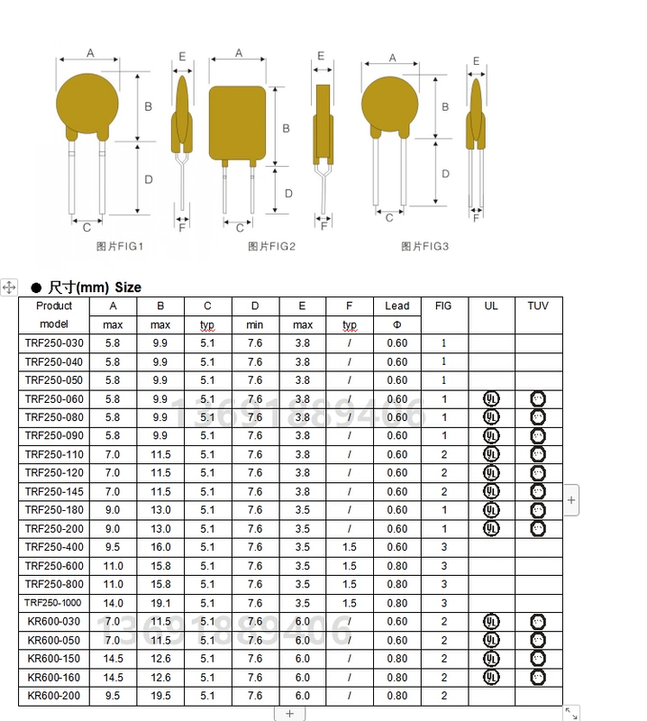 [XRS] Cắm trực tiếp cầu chì tự phục hồi 600v 0.11A 0.12A 0.15A 0.16A 0.2A 0.3A