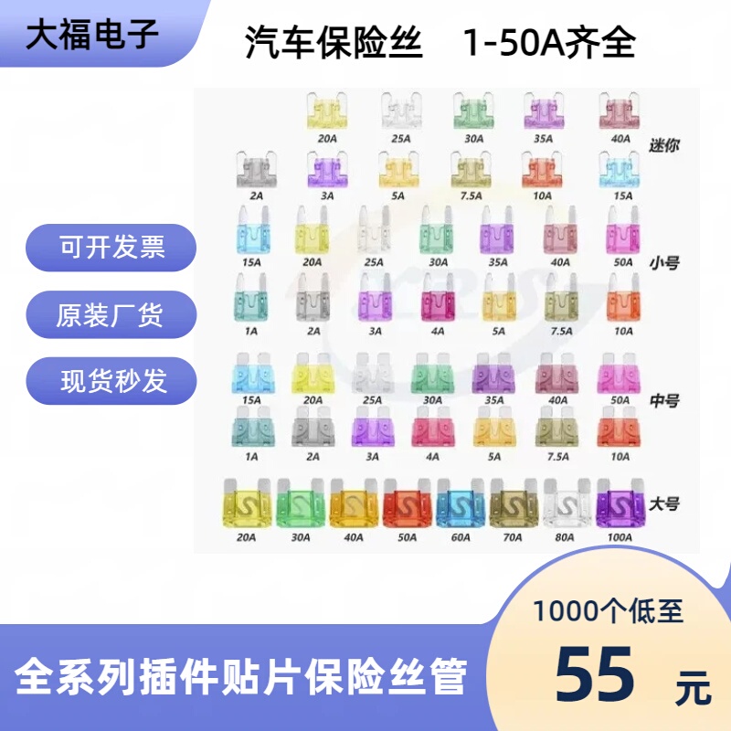 Large, Medium, Small, Mini Short-Leg Car Fuse Blade Xenon Lamp Fuse Fuse Tube 4S Shop Special Use