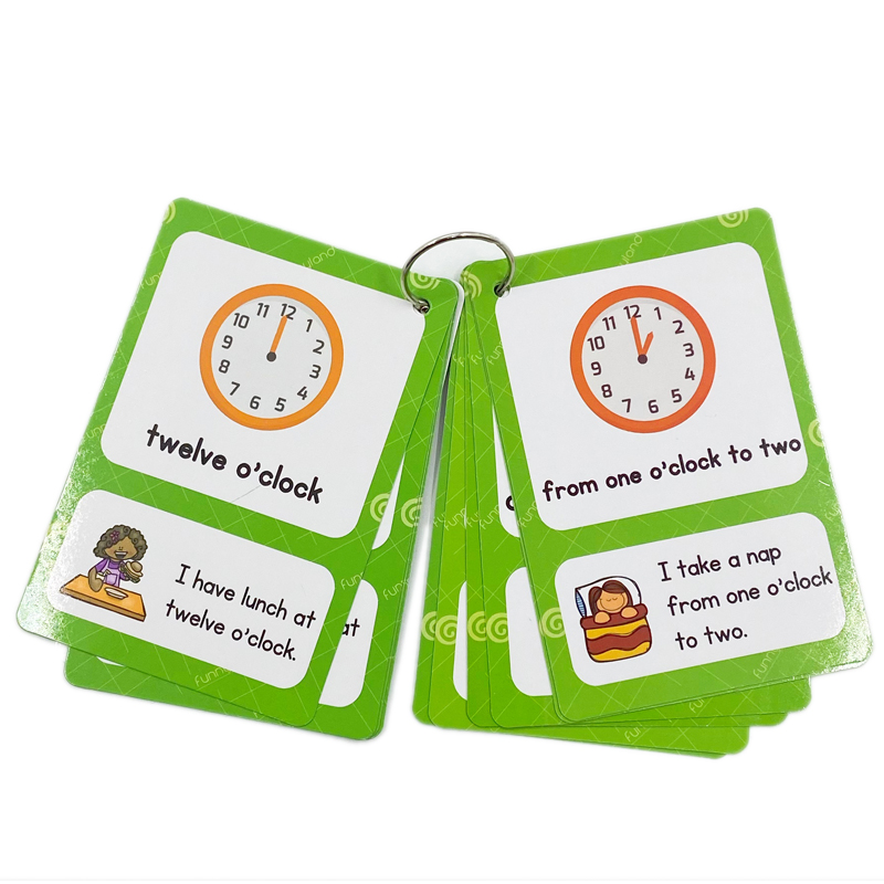 Telling Time英語時間時鐘表達學生一天日常生活短句啟蒙英語卡片 Telling Time英語時間時鐘表達學生一天日常生活短句啟蒙英語卡片