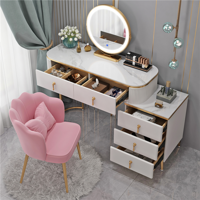 Makeup table Rock plate desktop simple bedroom modern one-piece light luxury net red ins wind Nordic small apartment makeup table