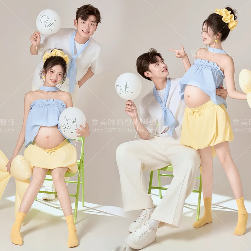 25 Photo Studio's New Maternity Clothing Theme: Niche, Simple, Fresh, and Sweet Style for Pregnant Moms, Casual Indoor Photography Outfits