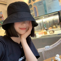 Black thin Fisherman Hat Womens Day Ensemble With Large Head Circumference face Small basin hat Summer anti-UV sun protection hat