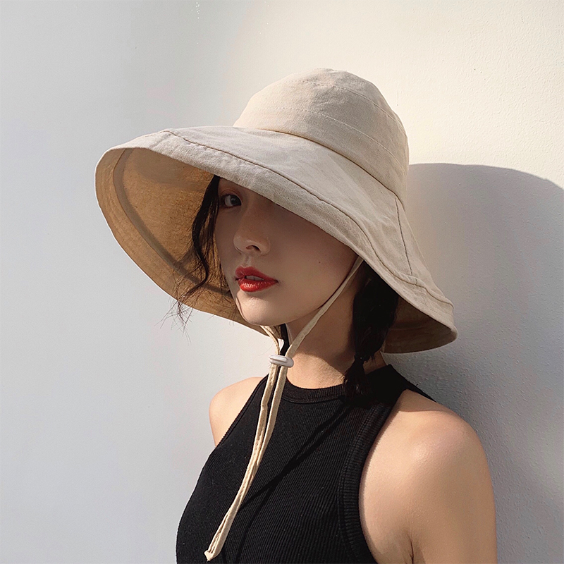 Hat summer Korean version of the tide wild anti-UV fisherman hat women's big along the sun shade cover face big brim sunscreen