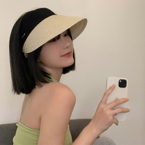 Grass-woven tophat female summer Korean version with small bicycling sunscreen sunscreen sunscreen hat holiday without topless sun hat tide