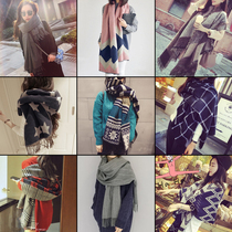 Korean Winter female student wool scarf shawl dual-purpose scarf warm thick plaid Joker long winter red