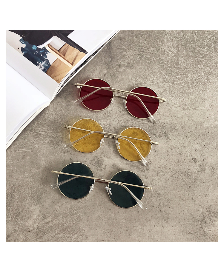 Hàn Quốc chic chic kính gió nữ retro kính tròn gọng kính tròn mặt đỏ với cùng một đoạn kính râm thời trang kính mắt mèo