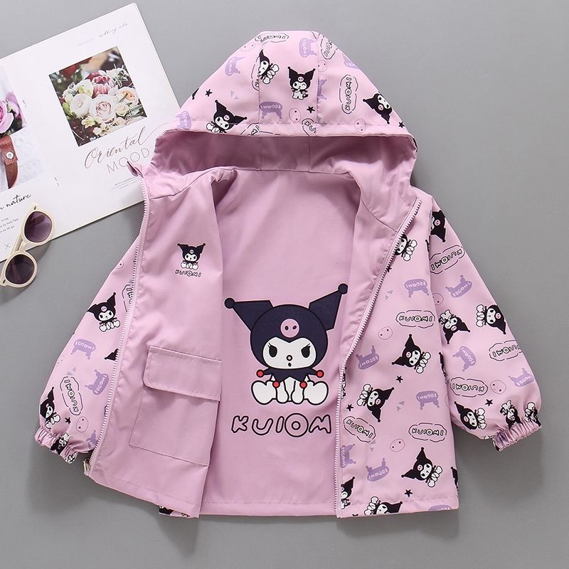 Girls' Outwear 2026 Spring and Autumn Reversible Stylish Children's Spring Windbreaker New Kuromi Jacket for Girls