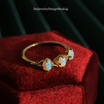 Sunshine Burning Look Japanese light luxury retro ring female exquisite Europa stone sterling silver gilded ring