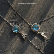 Man light luxury mermaid tail tears sterling silver necklace Japanese exquisite fresh choker Christmas gift