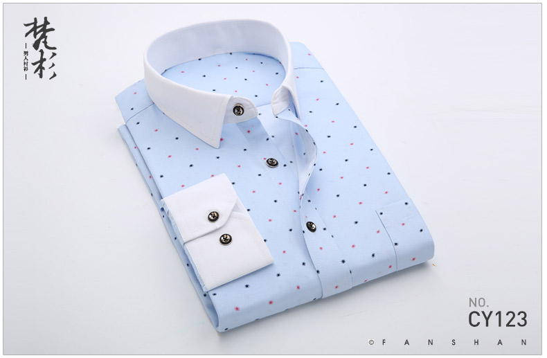 Vanssa Mùa xuân và mùa thu Mới In Áo sơ mi nam dài tay Áo sơ mi hoa giản dị polka Dot Hàn Quốc Xu hướng áo sơ mi nam các kiểu áo sơ mi họa nữ đẹp