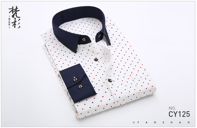 Vanssa Mùa xuân và mùa thu Mới In Áo sơ mi nam dài tay Áo sơ mi hoa giản dị polka Dot Hàn Quốc Xu hướng áo sơ mi nam các kiểu áo sơ mi họa nữ đẹp