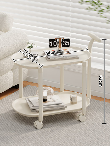 可移动沙发边几茶几边桌带轮小推车奶油风床头桌置物架阳台小桌子