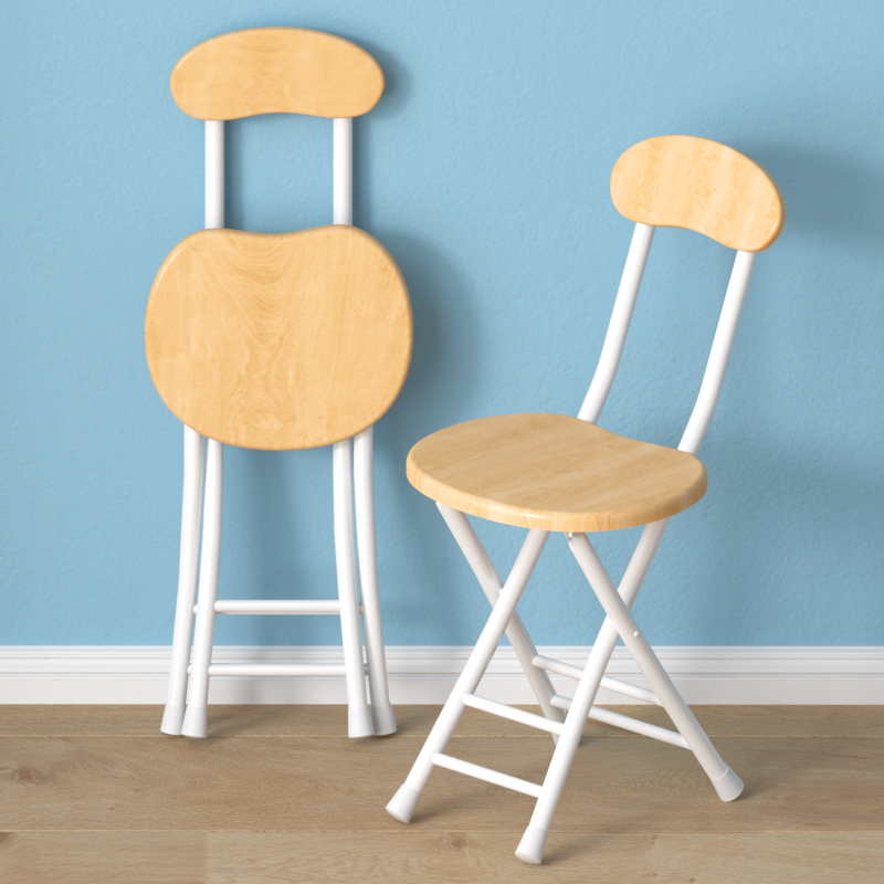 [Hard Wooden Seat] White frame with original wood grain