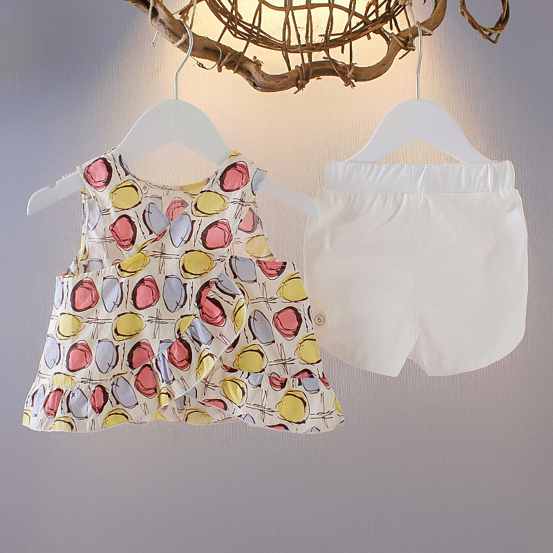 Summer Girl Foreign Pie Sleeveless Shorts Summer Money Summer 2022 2022 Summer 1-3 Women's Baby Two Sets Of Summer Children Summer 4