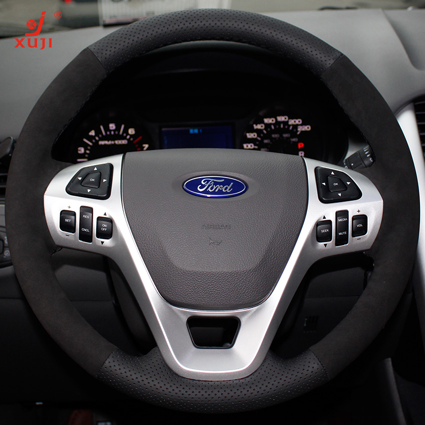 Xu Kee Ford-hand Stitched Genuine Leather Steering Wheel Cover of Birds F150 Sharp World Explorers to Win The Sleeve