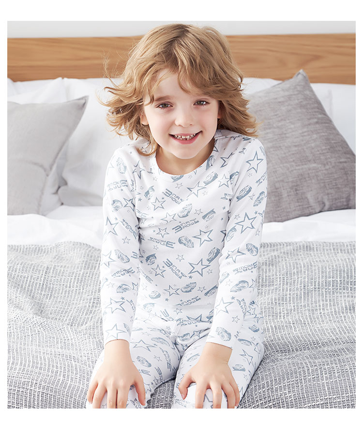 Bộ đồ lót trẻ em Disney Mickey Shu skin căng cotton boy tròn cổ in quần bé trai mùa thu bé - Quần áo lót bộ đồ lót trẻ em thu đông