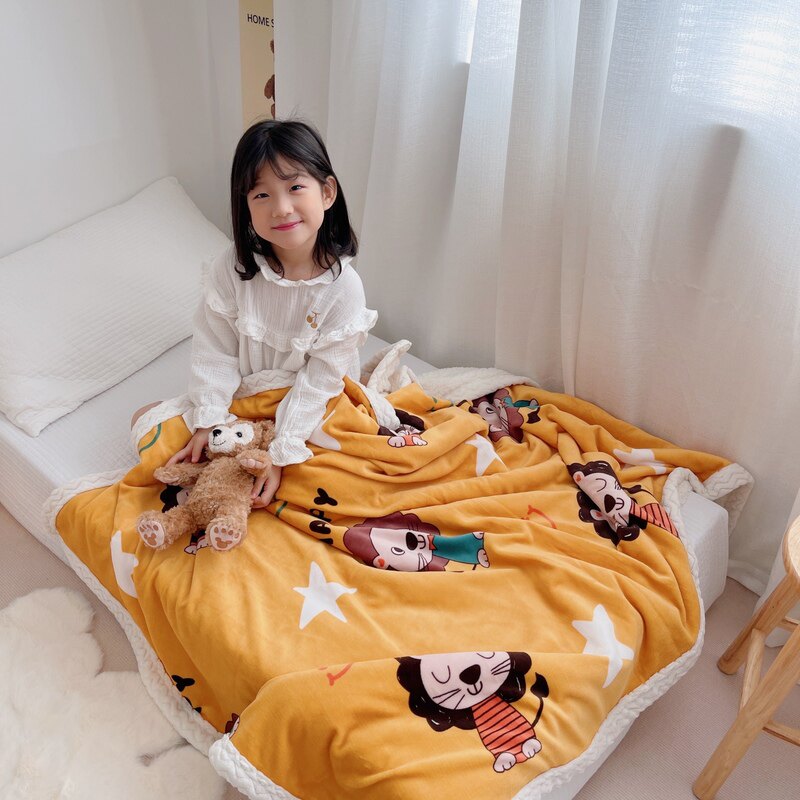 Lamb Fluff Blanket Quilt Winter Thickened Quilt Cover Coral Suede Air Conditioning Blanket Student Dorm Bed Nap Single Child Cover Blanket
