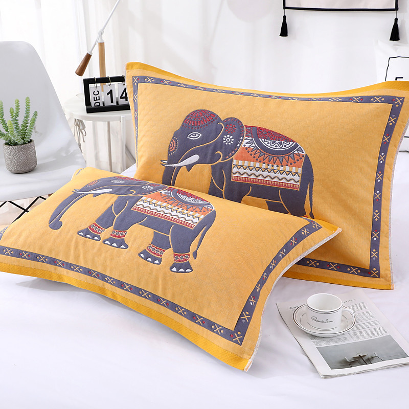 Pure Cotton Pillow Towel Pair Dress Wedding Pillow Towel Gauze Couples Eurostyle Upscale Adults Universal Single Pillow Towel