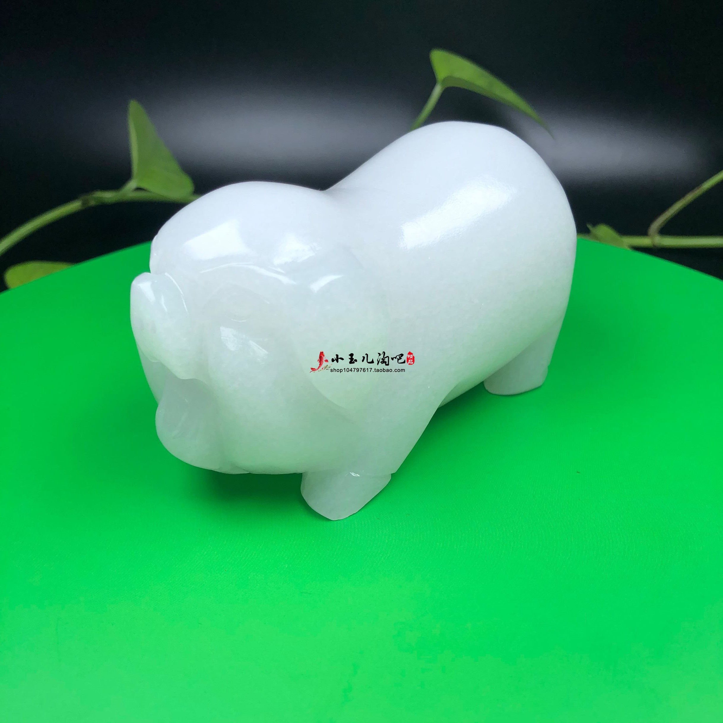 Natural White Jade Small Pig Zodiac Animals Handmade Tabletop Pendulum Pieces Home Living Room Genguan TV Cabinet Gift Craft Gifts Swing Accessories