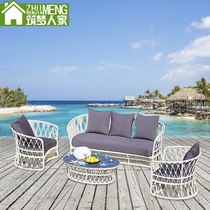 Building a dream home outdoor creative hotel Clubhouse Cafe small simple art style PE rattan sofa customization