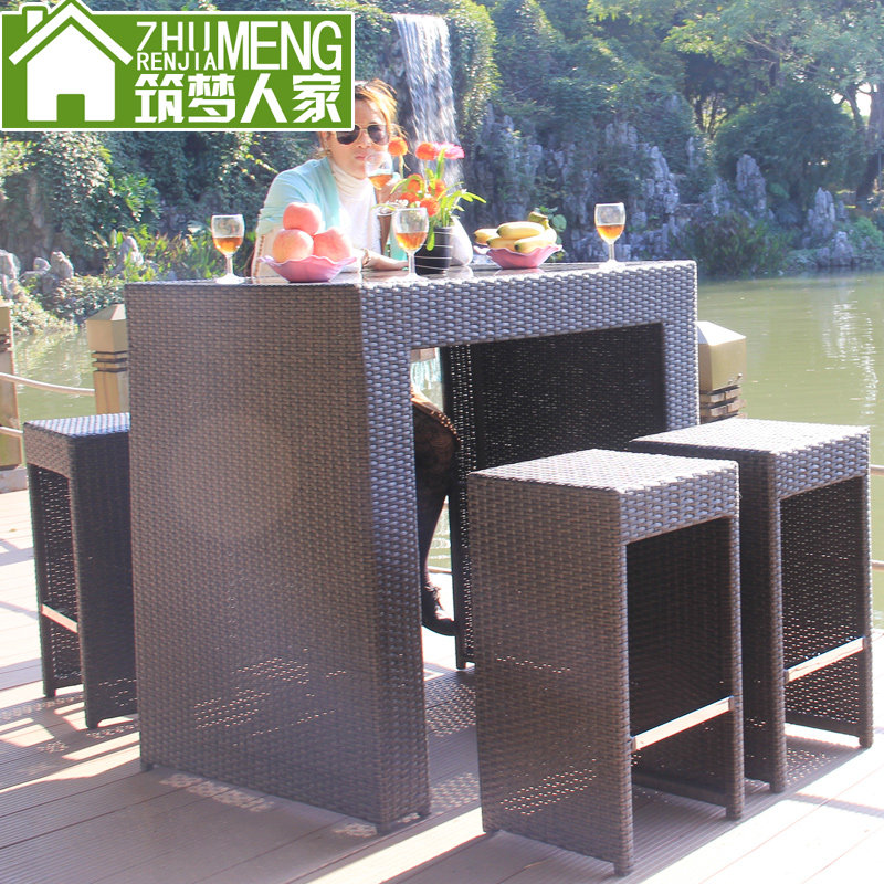 Vines OUTDOOR TABLE AND CHAIRS BAR COFFEE TABLE AND CHAIRS HOTEL VILLA KTV CASUAL TABLE AND CHAIRS RATTAN CHAIR KIT CUSTOMISED