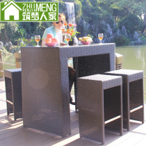 Rattan outdoor table and chair Bar coffee table and chair Hotel Villa Villa KTV leisure table and chair rattan chair kit customization