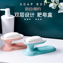 Punch-free soap box toilet drain creative wall-mounted soap rack bathroom rack suction cup double soap rack