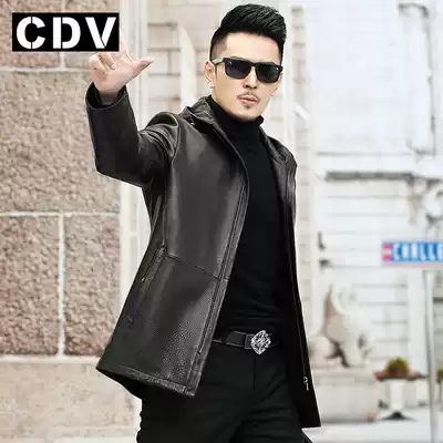 2021 Haining leather leather jacket men's sheep deer leather jacket medium long version men's casual windbreaker thin model