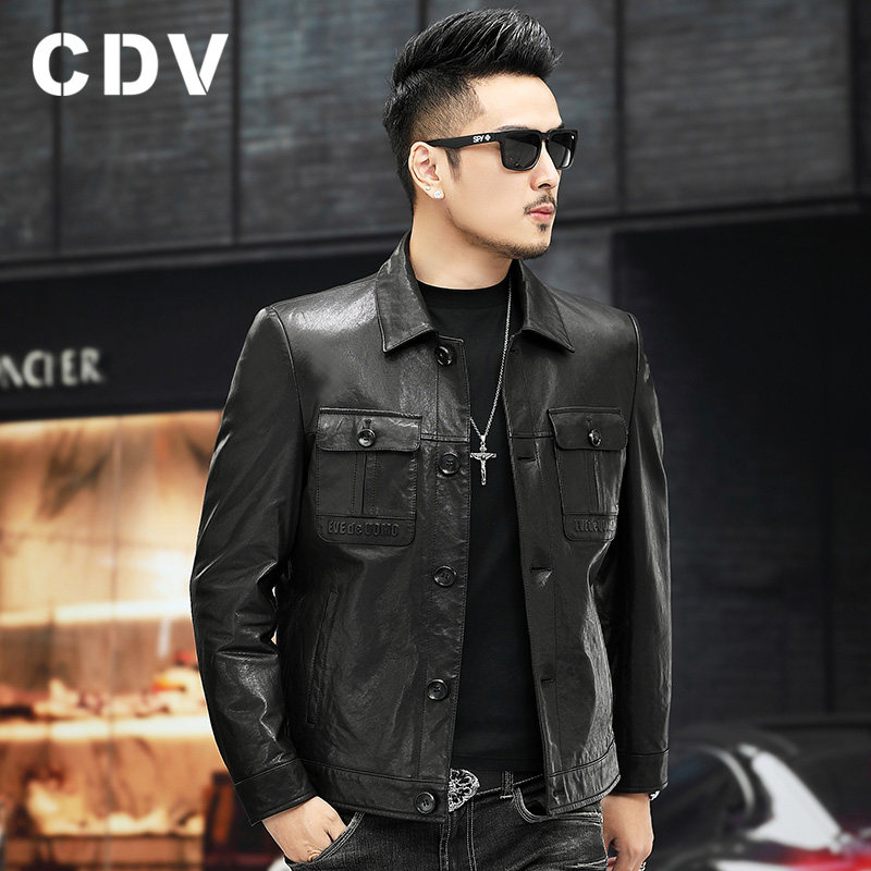 Tanning Haining Fur Dress Men's Short Sheep Locomotive Clothes Leather Clothes Bottom Thin Casual Coat