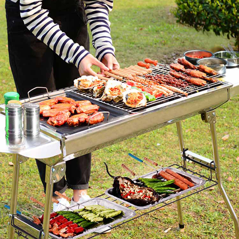 Barbecue Grill Home Barbecue Grill Outdoor Charcoal Barbecue Rack Fold Barbecue Grill Five People Full Of Barbecue Tools