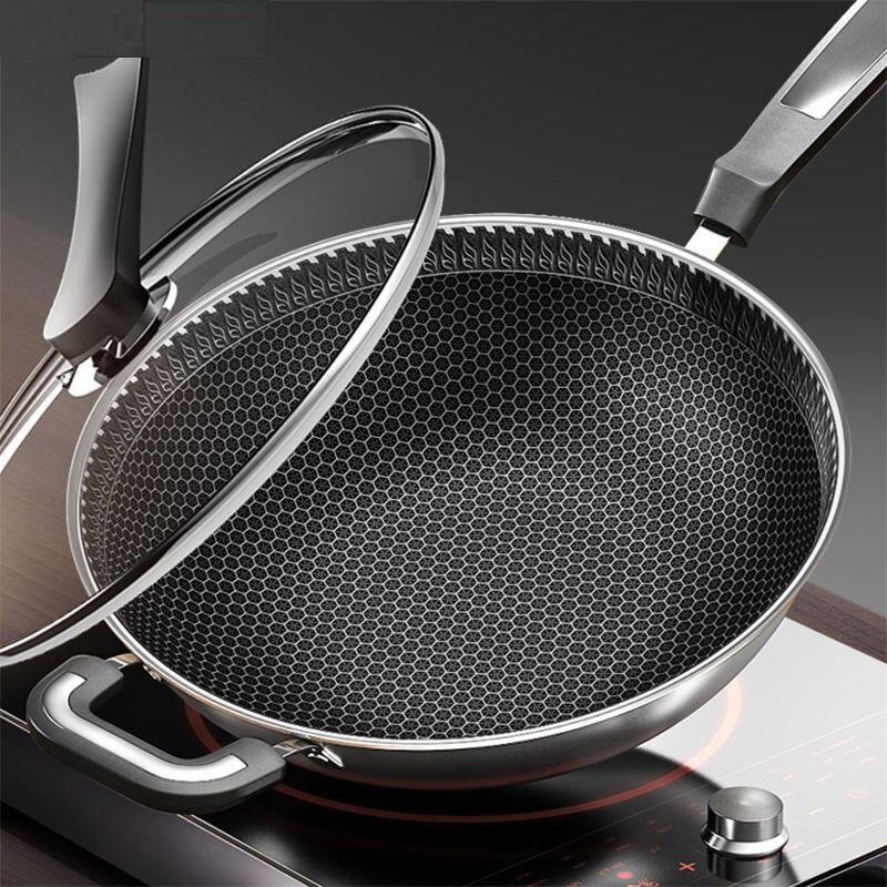 German 304 stainless steel frying pan without dipping in pan without coating oil smoke oven gas stove universal frying pan