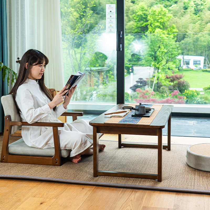 Tatami tea few short tablefolded Japanese long-kang table solid wood balcony window window tables Learning small table