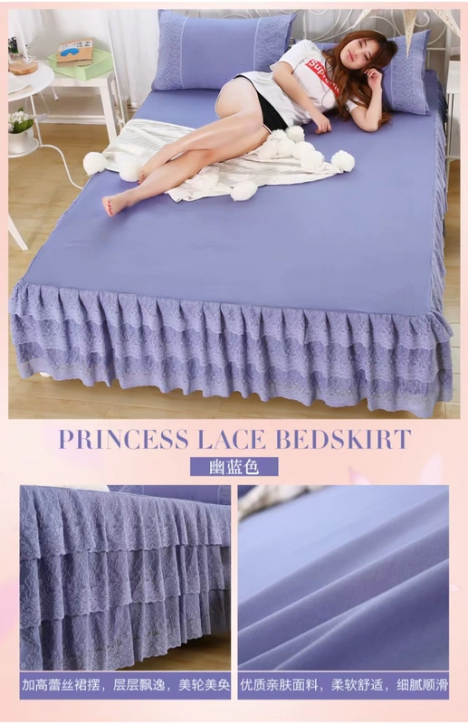 Hàn giường ren phong cách váy bedspread mảnh duy nhất của sợi ren bảo vệ bụi che giường bìa 1.8x2.0m bìa trượt mùa hè - Váy Petti drap giường có viền