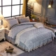 Mùa đông dày bông giường ren phong cách váy bedspread mảnh duy nhất của flannel màu đỏ bộ ấm nhung san hô trải giường chống - Váy Petti
