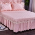 Bộ chăn ga gối bông trải giường đơn giản Chất liệu cotton đơn dày 1,5m1,8 m cộng với bộ chăn ga gối Hàn Quốc