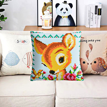 Spring Cross embroidered pillow wool thread embroidered 2022 new line embroidered animal deer fuelfully embroidered with simple hand itself embroidered
