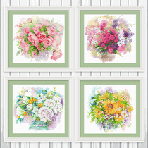 Cross embroidered 2022 line embroidered small European-style flower series freshener and modern restaurant bedroom handmade herself embroidered