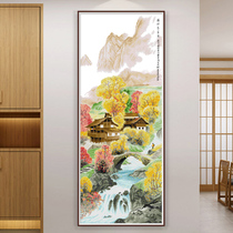 Cross stitch 2021 line embroidery new full embroidery porch printing hand embroidery Chinese style landscape embroidery