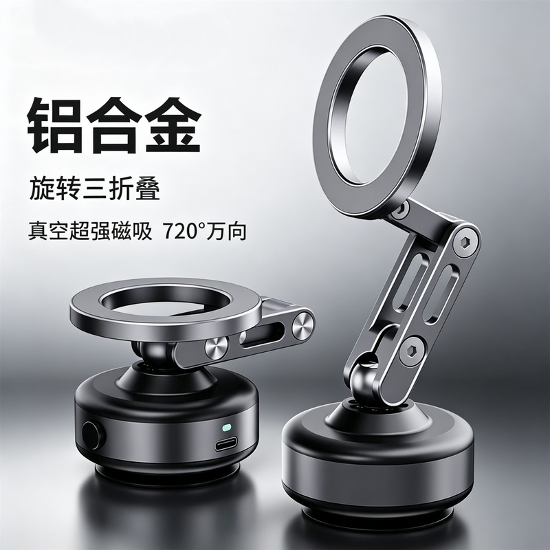 Car Phone Holder with Vacuum Suction Cup, Stable and Non-Shaking for In-Car Navigation, Electric Strong Magnetic Suction, Three-Axis Foldable Upgraded Version Car Phone Holder with Vacuum Suction Cup, Stable and Non-Shaking for In-Car Navigation, Electric Strong Magnetic Suction, Three-Axis Foldable Upgraded Version