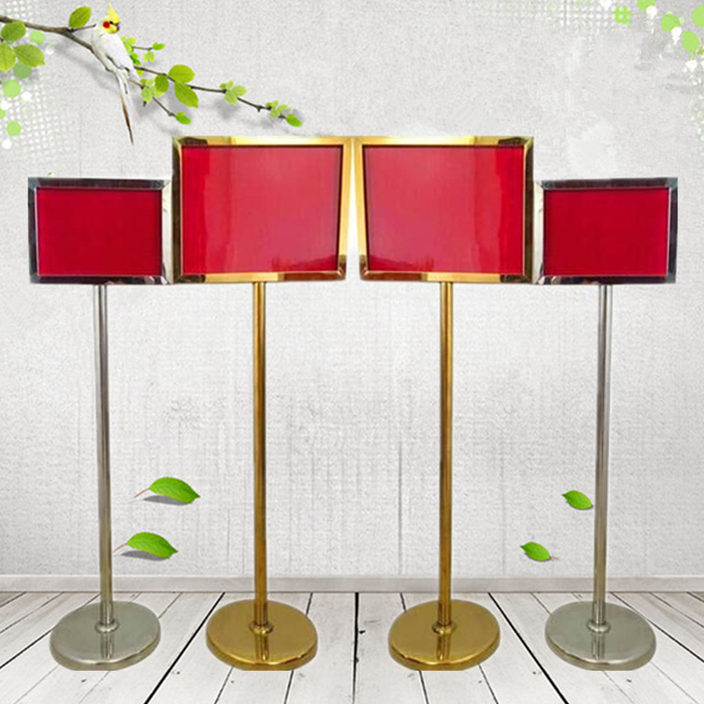 A3A4 vertical double-sided sign stainless steel water sign billboard hotel publicity card guide card titanium gold display stand