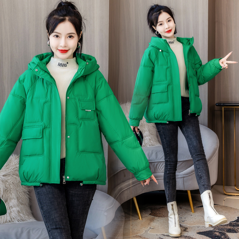 Candy-Colored Autumn and Winter Fashionable down Cotton Jacket for Women, Korean Style Short Coat, Trendy Loose Klein Blue Student Cotton-Padded Jacket