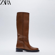 ZAR DTM autumn new womens shoes brown retro cow leather high boots 11005710105