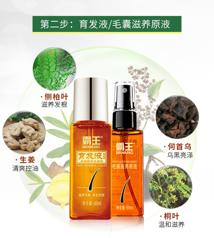 霸王防脫育發精華套裝育發液60ml*2+毛囊滋養原液55ml+洗髮水80ml