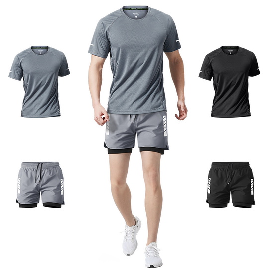 健身衣服男跑步运动套装专业新款夏季短袖短裤专用装备速干训练