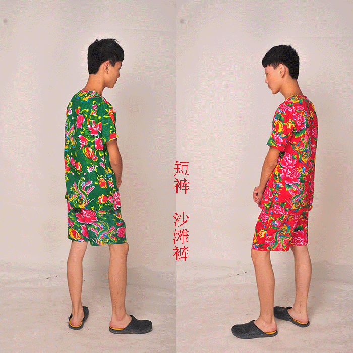 Quần short hoa nam đông bắc, quần âu, quần áo gió quốc gia, quần cotton, quần đi biển, size lớn quần short nam