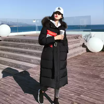 Limited anti-season 799 yuan big hair collar down jacket women's long version thin 2019 new knee thick long winter